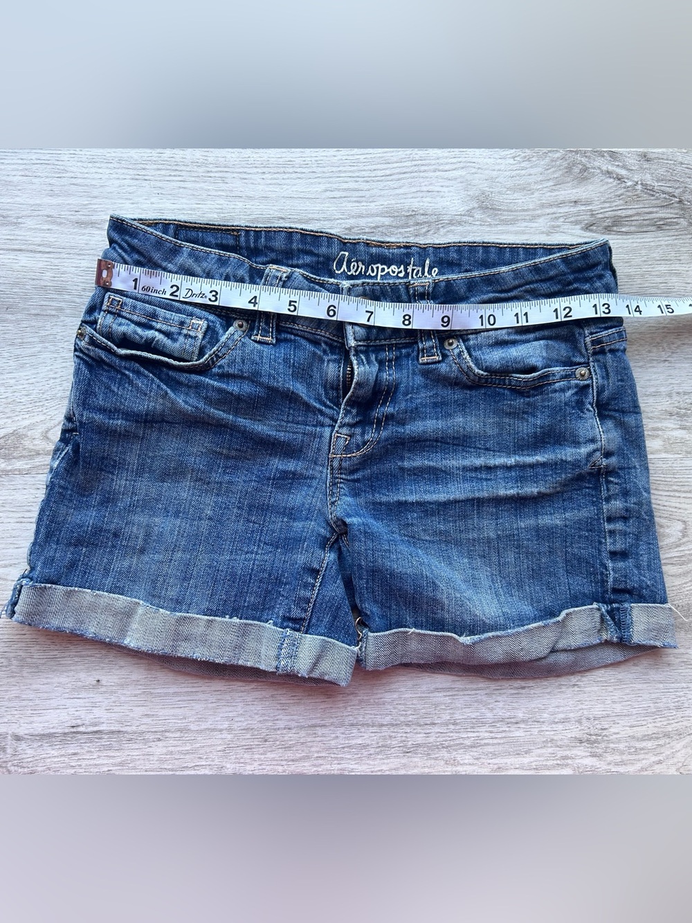 Aeropostale Women's Medium Blue Rolled Hem Denim Shorts